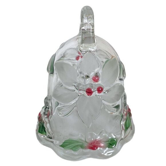 Mikasa Glass Bell Christmas Poinsettias and Holly Holiday Bloom - Picture 3 of 6